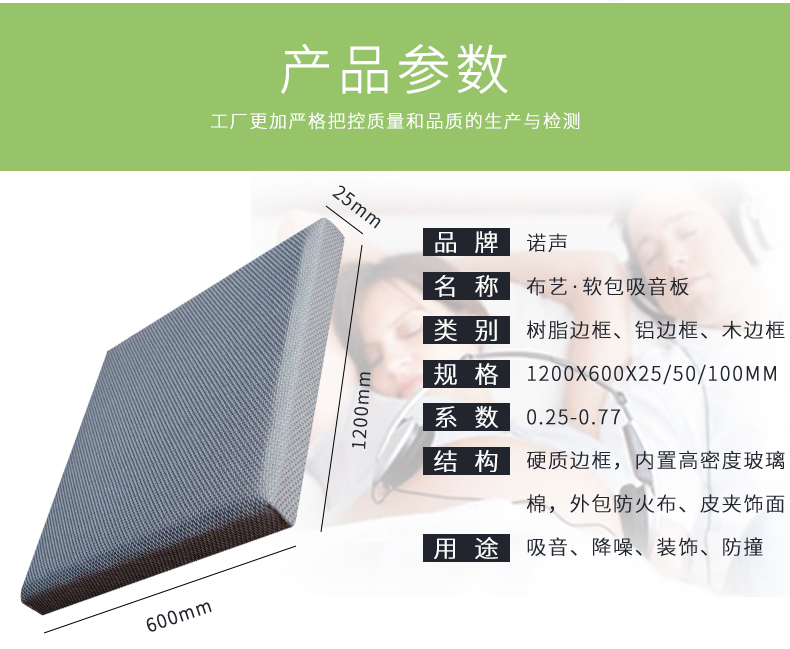 布藝軟包吸音板參數